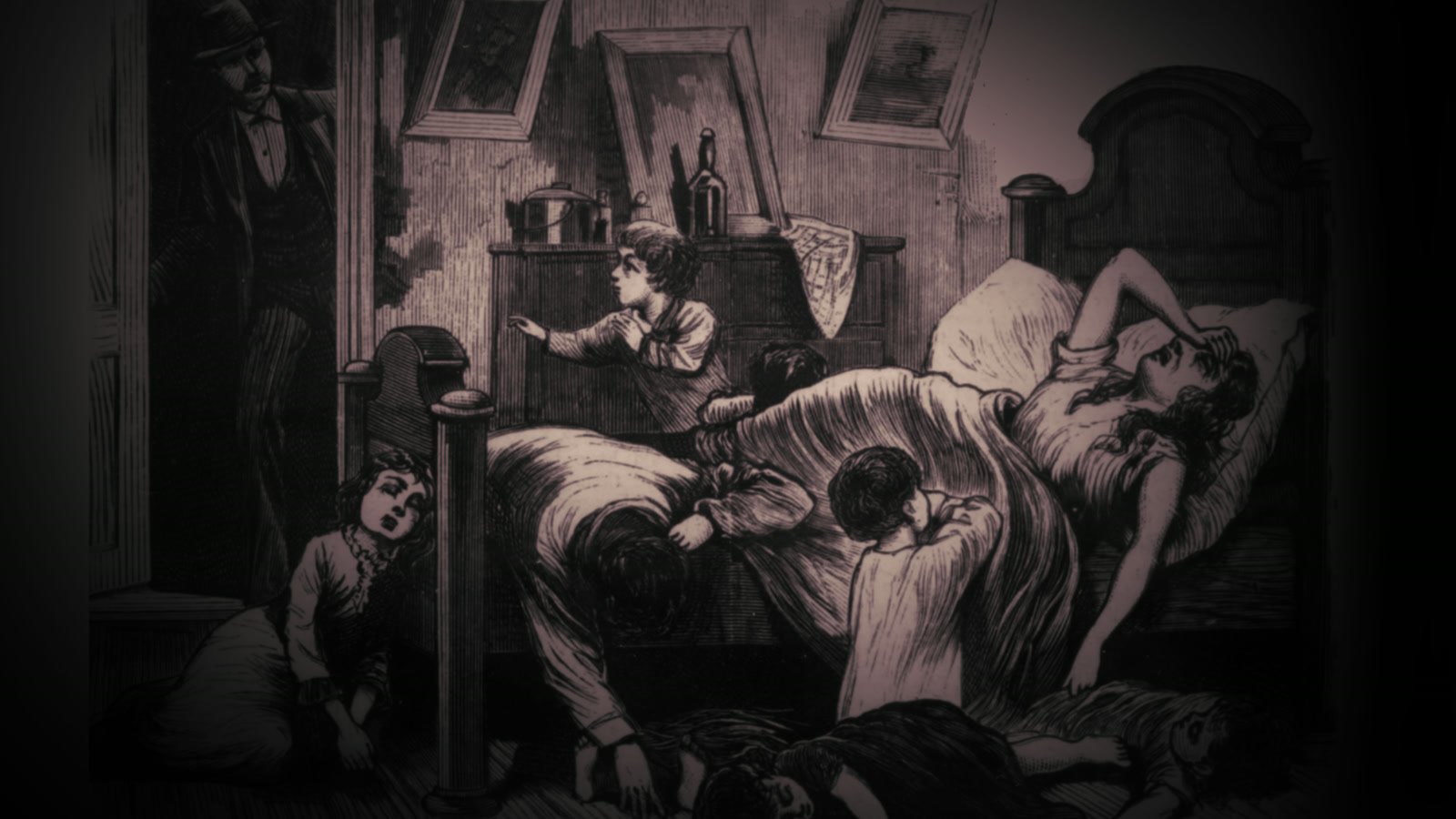 Film still: the same bedroom scene, animated