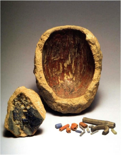 An Ile-Ife glass-working crucible with excavated beads