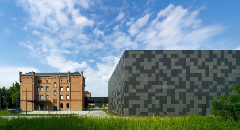 The Magdeburg archive: the red brick building and the black cube of the magazine